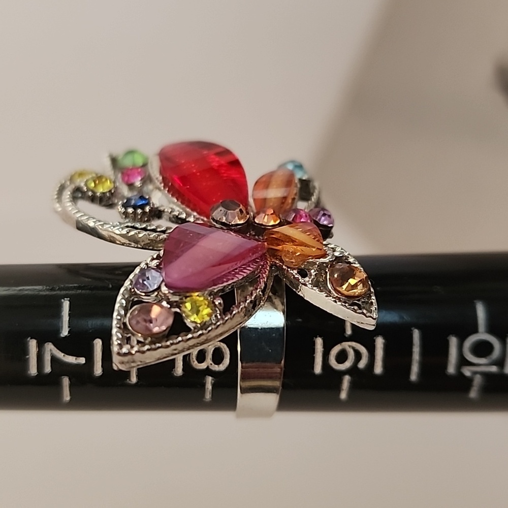 Multi-Color Stone Butterfly Ring - Picture 2 of 3